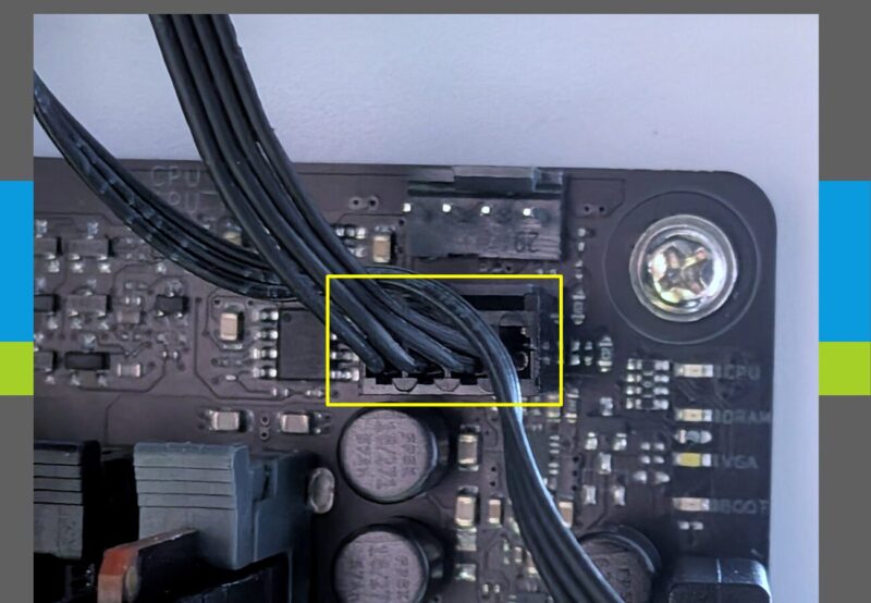 CPU_FANにPWM4ピンコネクタを接続。一体型ファンが回転します。